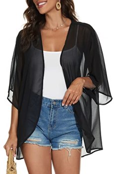 Women Summer Tops Kimono Cardigans Sheer Beach Cover Ups Chiffon Open Front Shir