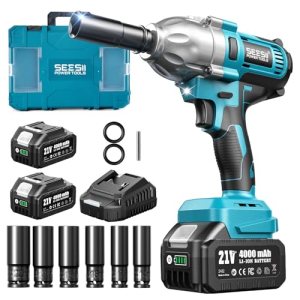Seesii Impact Wrench 665 FT-LBS(900N.m) 3300IPM 1/2 Impact Gun High Torque Elect
