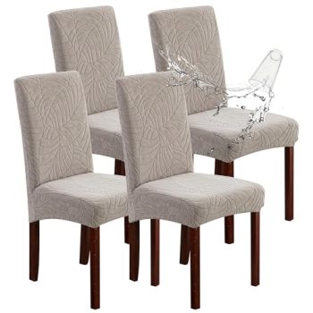 Genina 100% Waterproof Chair Covers for Dining Room Set of 4