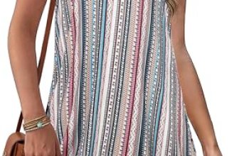 elescat Summer Dresses for Women Boho Casual Swing Sleeveless Tshirt Party Sundr