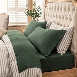 PURE ERA Jersey Knit 4pc Bed Sheet Set 100% T-Shirt Heather Cotton Super Soft Co