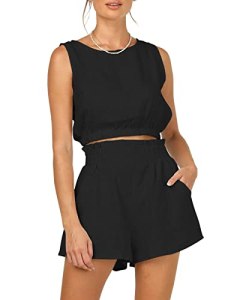 Trendy Queen Summer Two Piece Sets Linen 2 Piece Set Vacation Outfits for Women