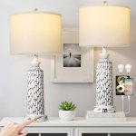 QiMH 26″ Table Lamps Set of 2, Modern Bedside Lamps with USB A+C Ports