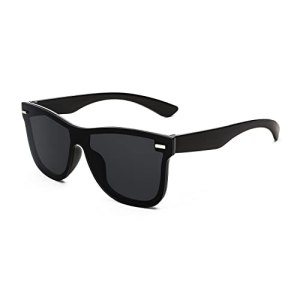 FEISEDY Trendy Rimless Mirrored One Piece Lens Sunglasses Reflective Sun Glasses