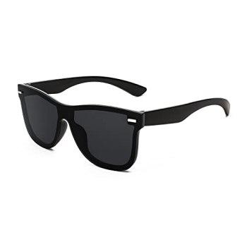FEISEDY Trendy Rimless Mirrored One Piece Lens Sunglasses Reflective Sun Glasses