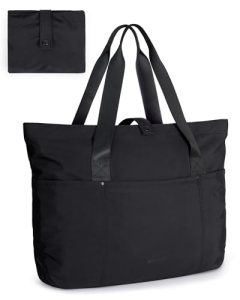 BAGSMART Tote Bag for Women, Foldable Tote Bag With Zipper Travel Large Shoulder