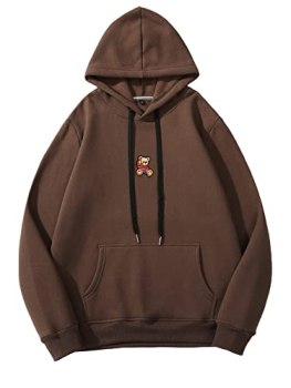 SHENHE Men’s Bear Embroidery Long Sleeve Thermal Hooded Sweatshirt Hoodie Tops C