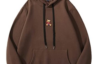 SHENHE Men’s Bear Embroidery Long Sleeve Thermal Hooded Sweatshirt Hoodie Tops C