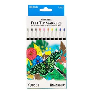 BAZIC PRODUCTS Felt Washable Markers 10 Colors