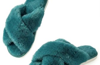 Ankis Women’s Fuzzy Slippers Cross Band Memory Foam Open Toe Comfy Soft House Sh