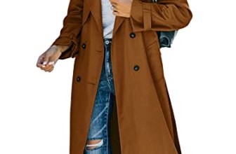 Makkrom Women’s Double Breasted Long Trench Coat Classic Lapel Slim Windproof Ov