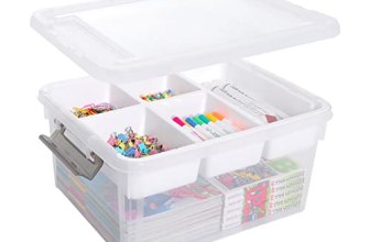 Citylife 17 QT Plastic Storage Box with Removable Tray Craft Organizers and Stor