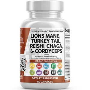 Clean Nutraceuticals Lions Mane 20in1 Mushroom Supplement with Turkey Tail Reish
