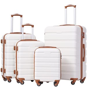 Coolife Luggage 3 Piece Set, Lightweight Durable Hardshell Suitcase set with 360