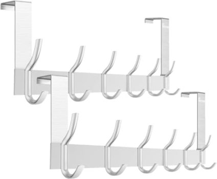 Anjuer Over The Door Hanger 12 Hooks Silver