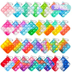 Pop Fidget Toys Bulk Its Party Favors for Kids 4-8 8-12 30 Pack Mini Pop Keychai