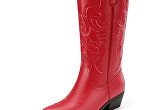 DREAM PAIRS Women’s Cowboy Boots Pull On Cowgirl Boots Mid Calf Western Boots