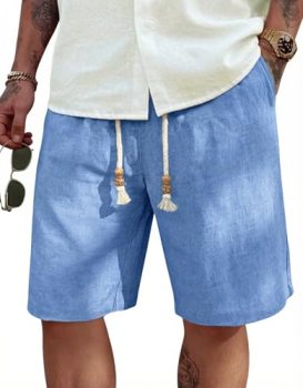 COOFANDY Men’s Casual Shorts Big and Tall Drawstring Shorts with Elastic Waist D