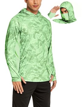 COOrun Men’s Hooded Fishing Shirts UPF 50+ Long Sleeve Hoodie with Mask Lightwei