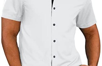 JMIERR Men’s Dress Shirts Slim Fit Wrinkle-Free Short Sleeve Casual Muscle Butto