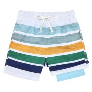 Belovecol Boys Stripe Swim Trunks Size 8 Swimming Trunks with Compression Liner