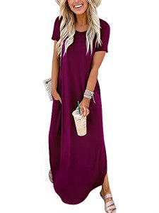 ANRABESS Womens Summer Maxi Dress Short Sleeve Casual Loose Long T Shirt Dresses