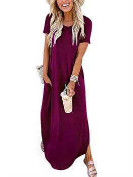 ANRABESS Womens Summer Maxi Dress Short Sleeve Casual Loose Long T Shirt Dresses