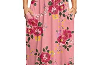 DB MOON Womens Casual Maxi Dresses Short Sleeve Empire Waist Long Dress for Beac