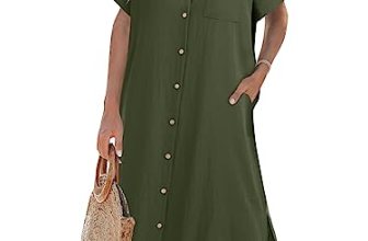 Zeagoo Womens Summer Dress Short Sleeve Casual Summer Sunress Tunic Dress Cover