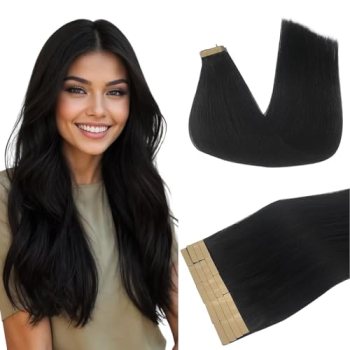 DOORES Human Hair Extensions, Jet Black 20 Inch 50g 20pcs