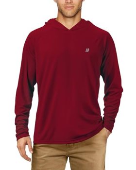 Roadbox Men’s UPF 50+ Sun Protection Hoodie Shirt Outdoor UV Long Sleeve Fishing