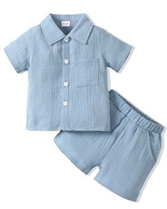 Renotemy Toddler Boy Outfits – 3T-4T Summer Blue Shorts Set