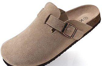 KIDMI Genuine Suede Clogs for Women Cork Footbed Sandals Leather Mules Potato Sh