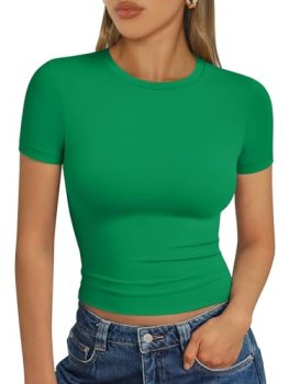 Trendy Queen Womens St. Patrick’s Day Shirt Short Sleeve Summer Crop Tops Basic
