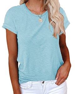 Cicy Bell Women’s Short Sleeve Shirts Crewneck Loose Casual Summer Basic Tees To