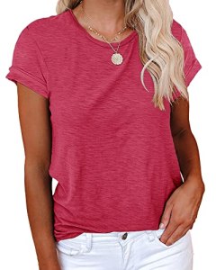 Cicy Bell Women’s Short Sleeve Shirts Crewneck Loose Casual Summer Basic Tees To