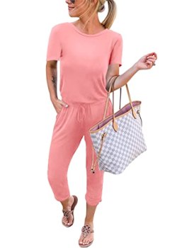 KIRUNDO Jumpsuits for Women Summer 2026 Casual Short Sleeve One Piece Outfits Dr