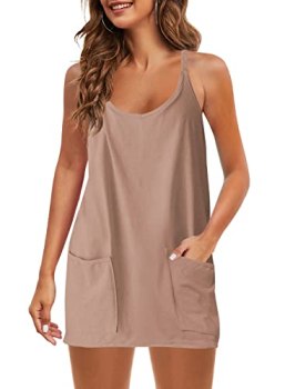 Panadila Womens Summer Sleeveless Mini Dress V Neck Spaghetti Strap Sundress Ath