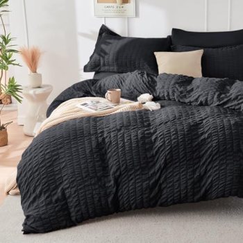 HYMOKEGE Black Duvet Cover Queen Size