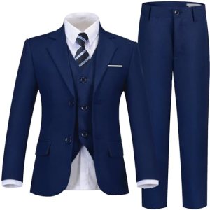 Boys Suit Size 8 Navy Blue Suits for Boys Dress Vest Pants Suit Set Kids’ Formal