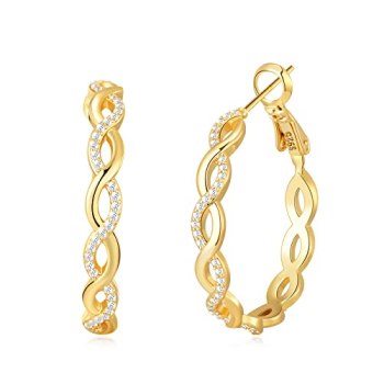 Senteria Twisted Hoop Earrings 14k Gold Plated Hoop Earrings for Women With AAAA