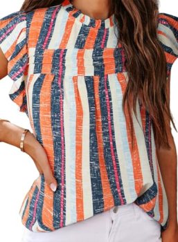 SHEWIN Womens Tank Tops Summer Casual Crewneck Ruffle Sleeveless Shirts for Wome