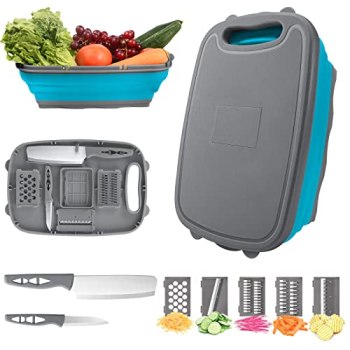 Camping Cutting Board, HI NINGER Collapsible Chopping Board with Colander