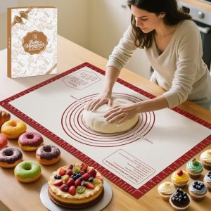 Silicone Baking Mat, Non Stick Pastry Mat Sheet for Dough Rolling