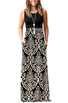 AUSELILY Women’s Summer Sleeveless Loose Maxi Dress Casual Long Dresses with Poc