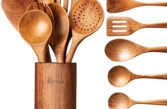 Wooden Spoons for Cooking – 8-Piece Wooden Kitchen Utensil Set made of Natural S