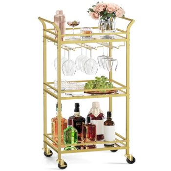 VASAGLE Bar Cart, Home Bar Serving Cart