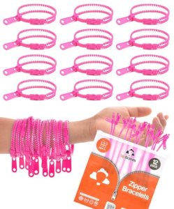 UpBrands 12-Pack Pink 7-Inch Zipper Bracelets