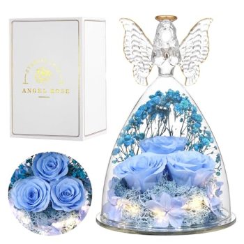 Tiaronics Mothers Day Rose Gifts for Women Preserved Real Flower in Glass Angel