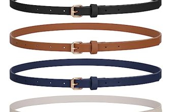 JASGOOD 4 Pack Skinny Women Leather Belt for Dresses Thin Waist Belt for Jeans P